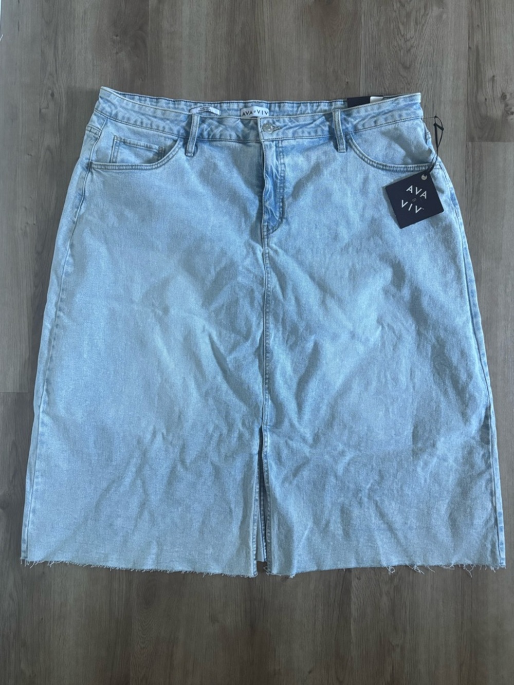 Ava & Viv Denim Midi Skirt Women’s 20 Light Blue A-Line